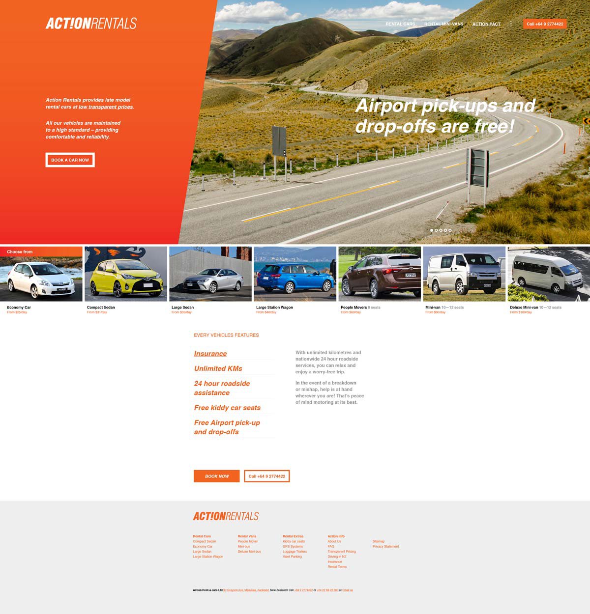 Action Rentals website concept 1 – Home page
