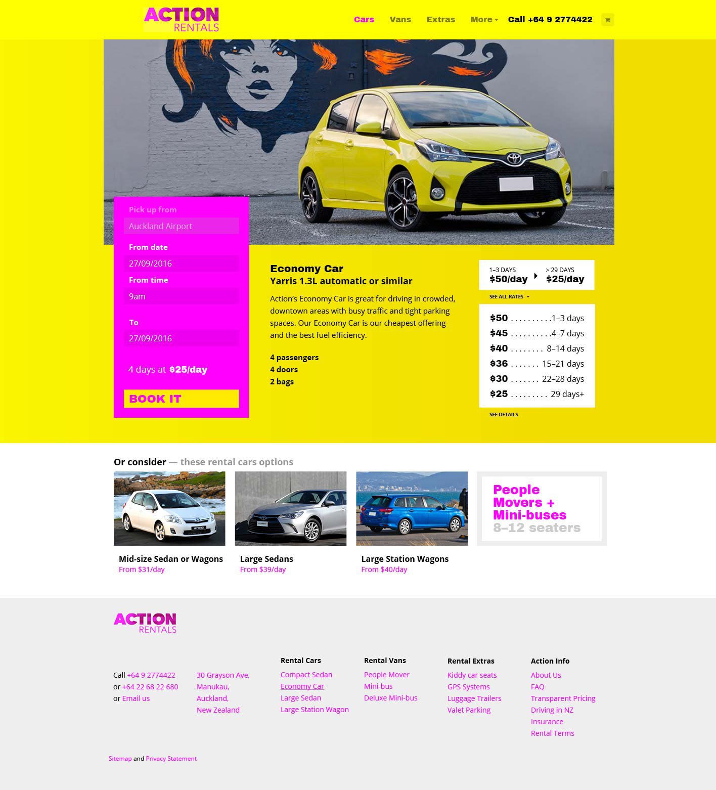 Action Rentals website concept 2 – Home page
