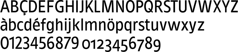 The typeface Pam regular